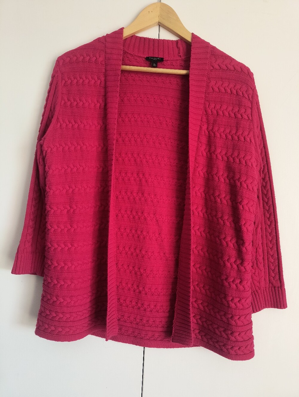 Talbots Pink Open Front Cardigan 3/4 Sleeve Petite Small